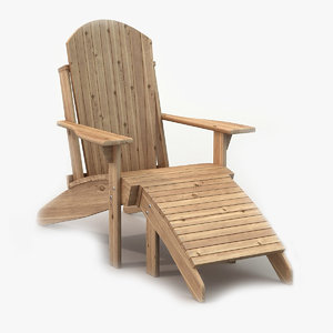 3d wooden adirondack deck chair