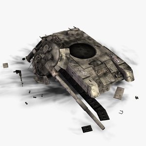 3d destroyed t80u battle tank model