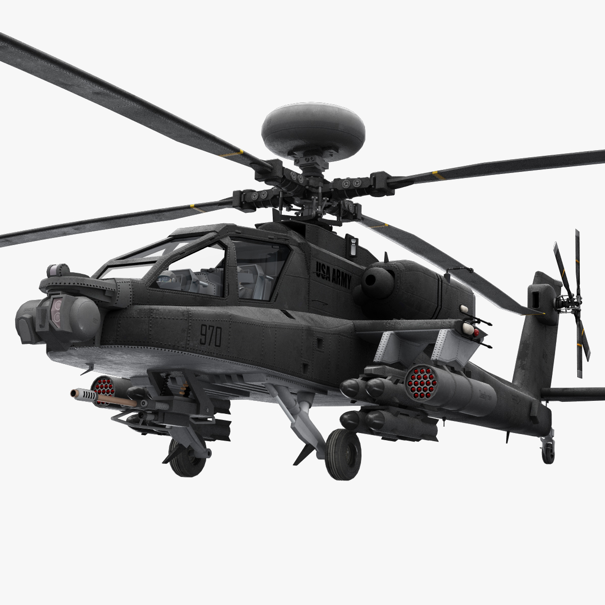 3d model helicopter ah64 apache usa