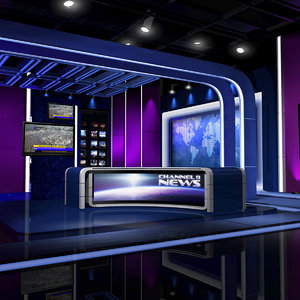 3d model european virtual set news studio