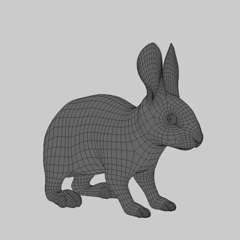 3d ma rabbit grey rigged fur