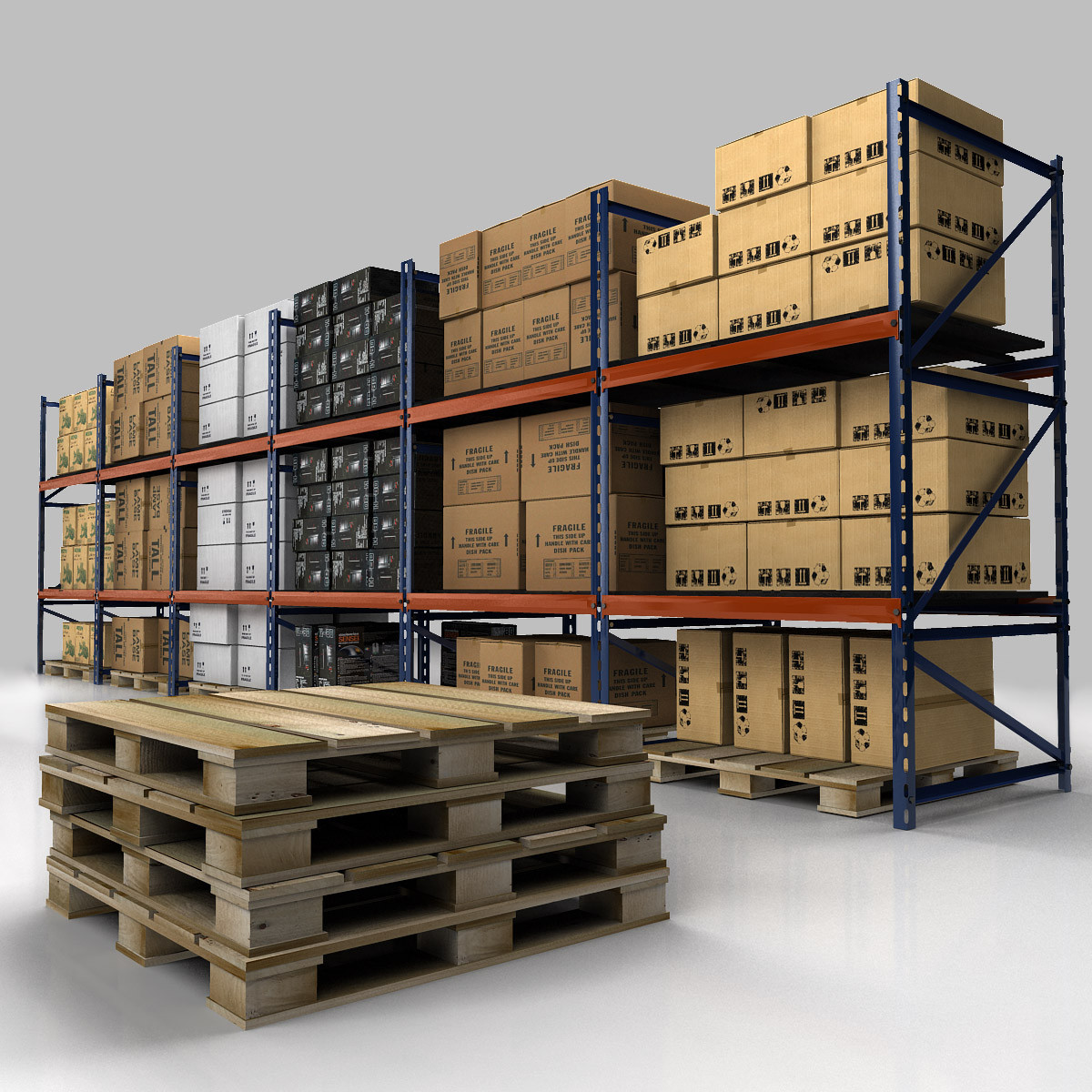 warehouse rack set 3d model