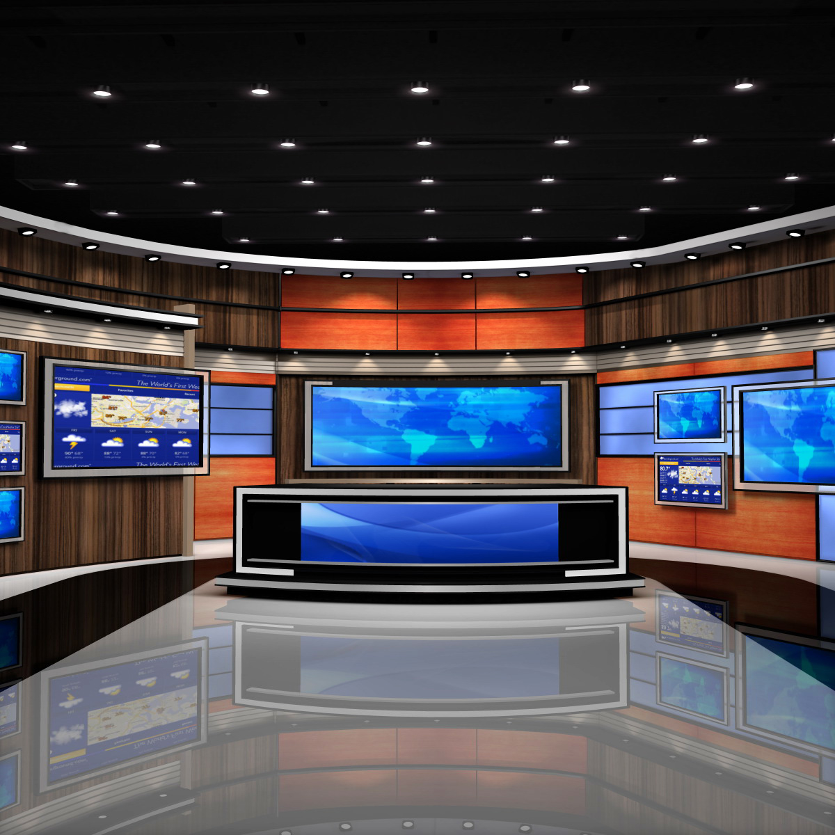 3d american news studio model