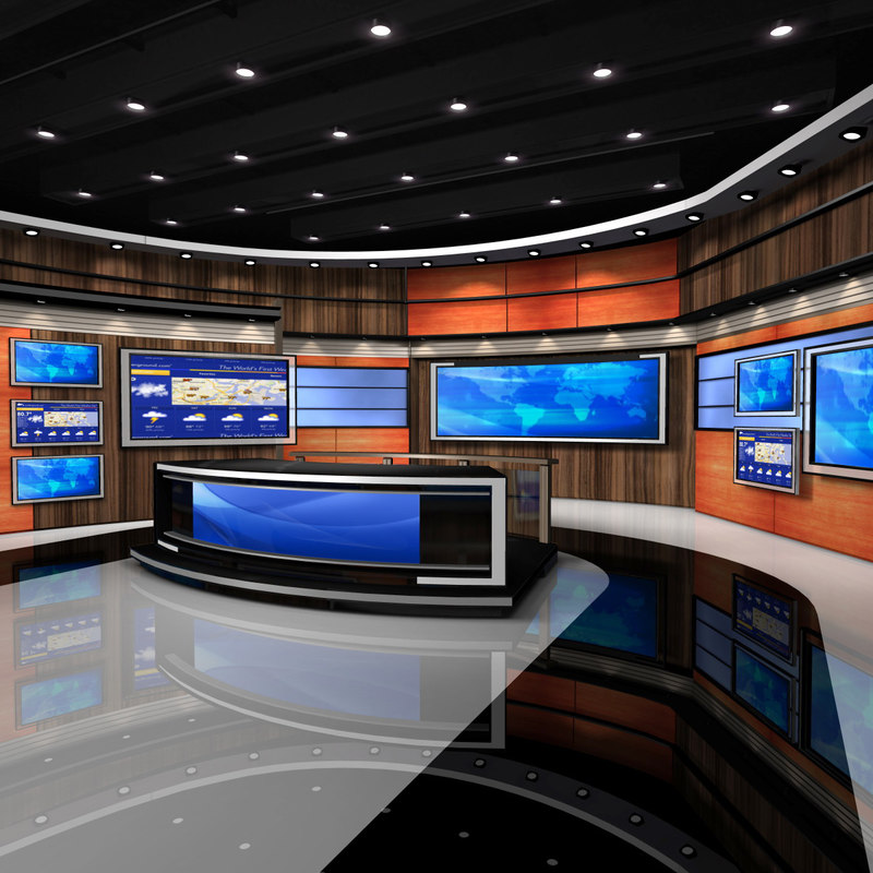 3d american news studio model