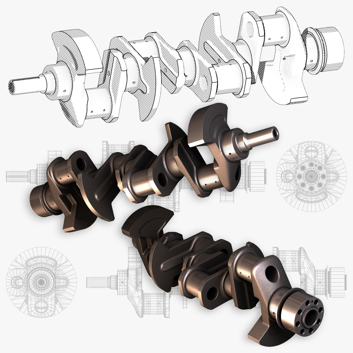3d model of crankshaft engine
