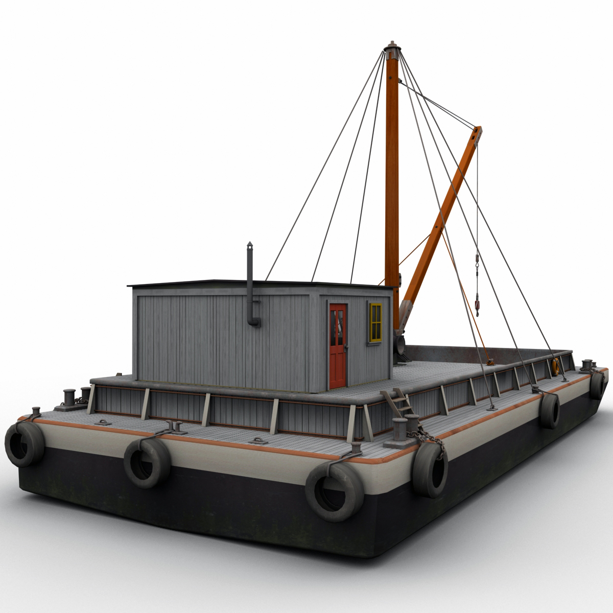 起重机驳船3d模型