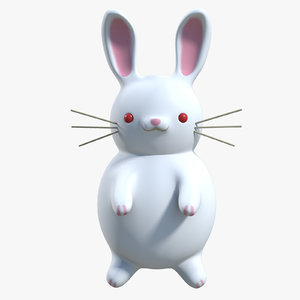 3d model cartoon white rabbit