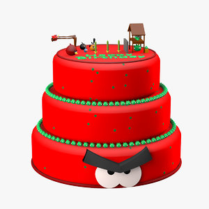 angry birds cake 3d c4d