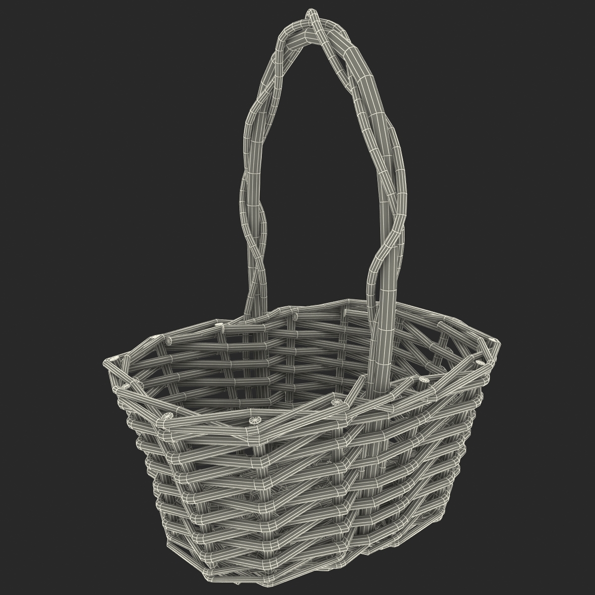 3d model wooden basket