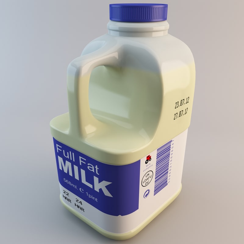 3d model plastic milk bottle