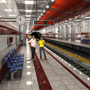 3dsmax modern subway station