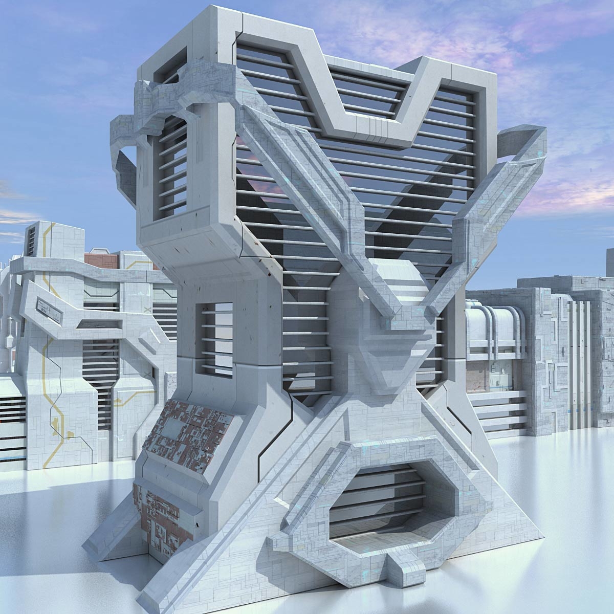 科幻城未来派建筑3d模型