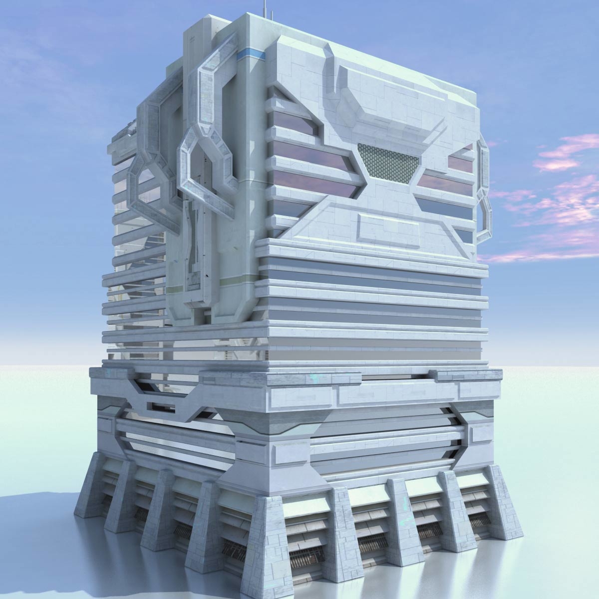 科幻城未来派建筑3d模型