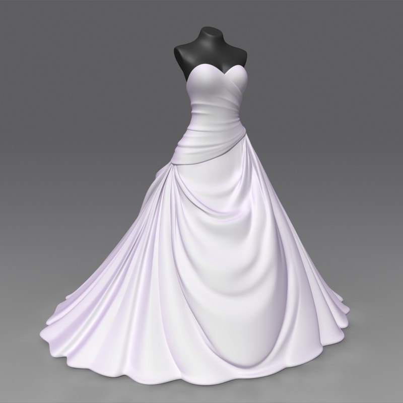  3d  wedding  dress model 
