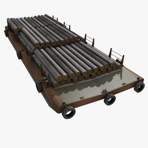 3d model bulk barge trunks cargo