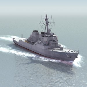 3d uss ddg51 destroyer navy ships model