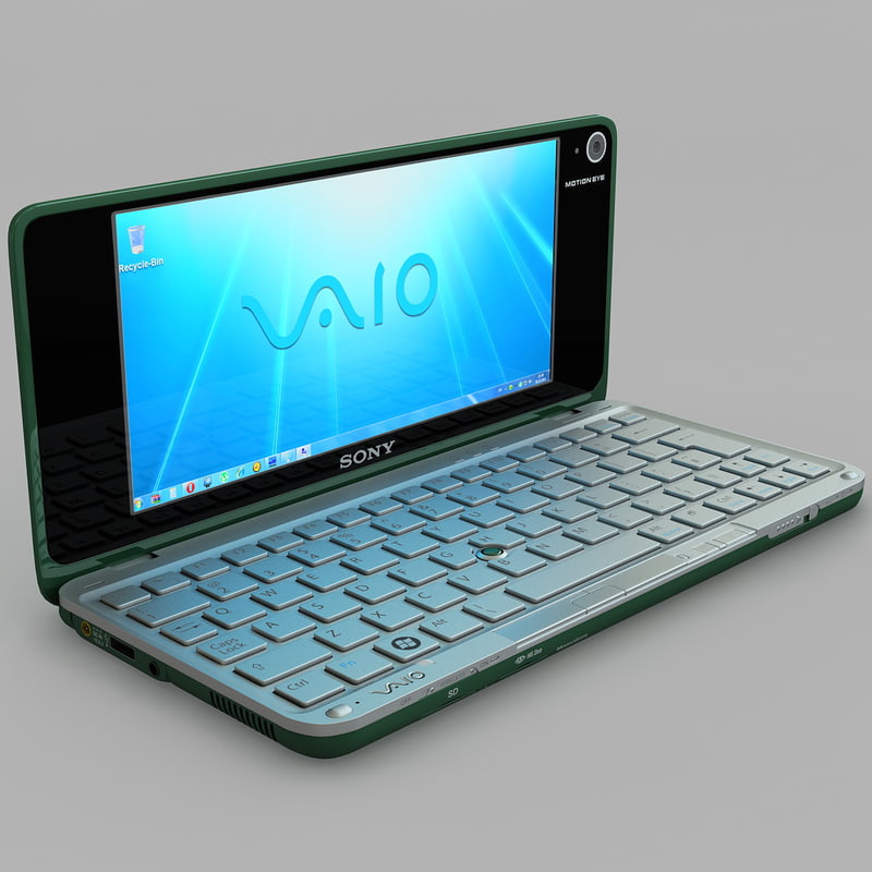 3d model green sony vaio laptop