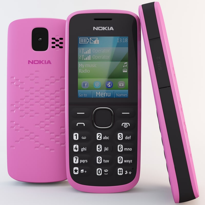 pink nokia 110 cellphone 3d obj.