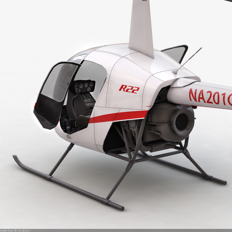 robinson r22 helicopter 3d obj