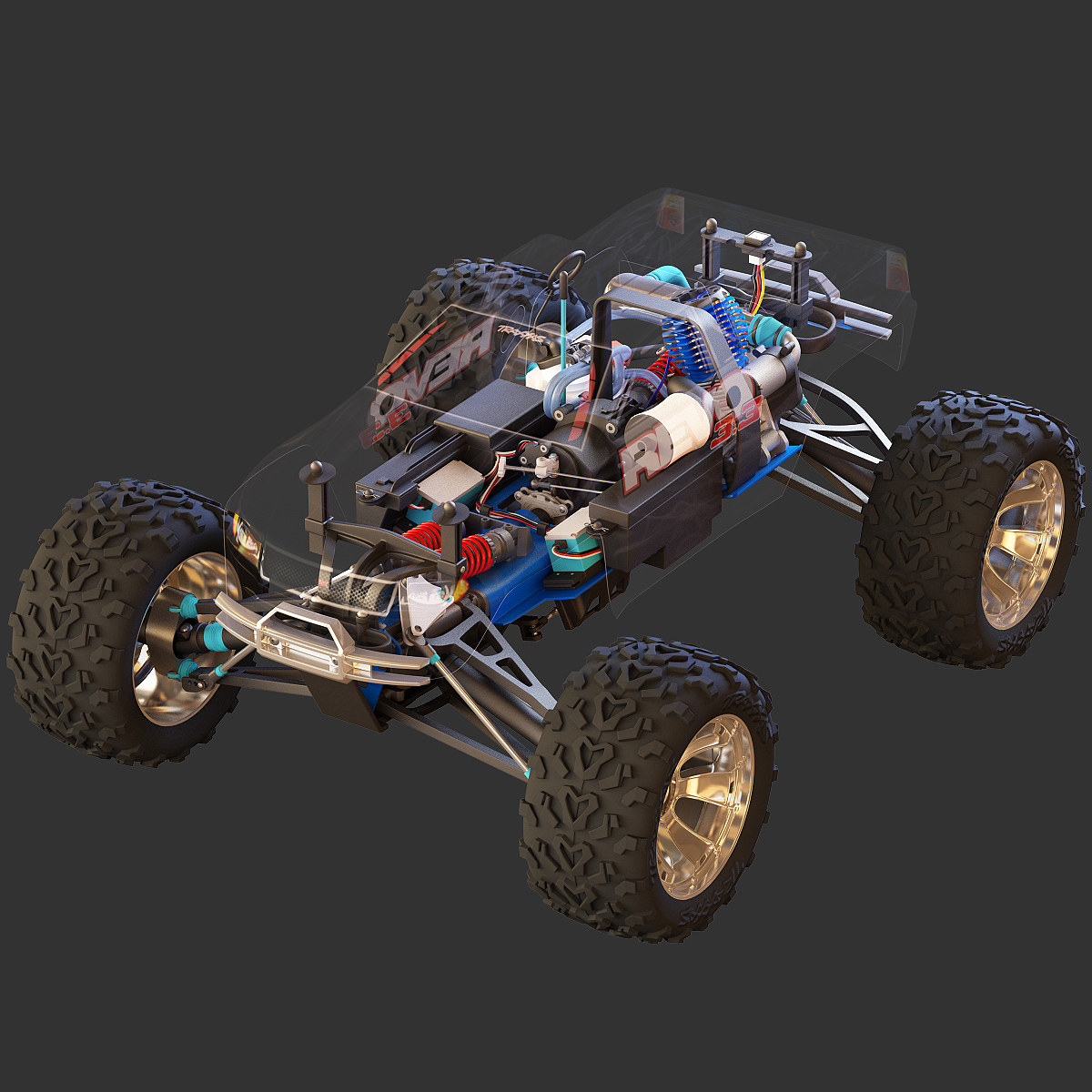 3d rigged car rc model