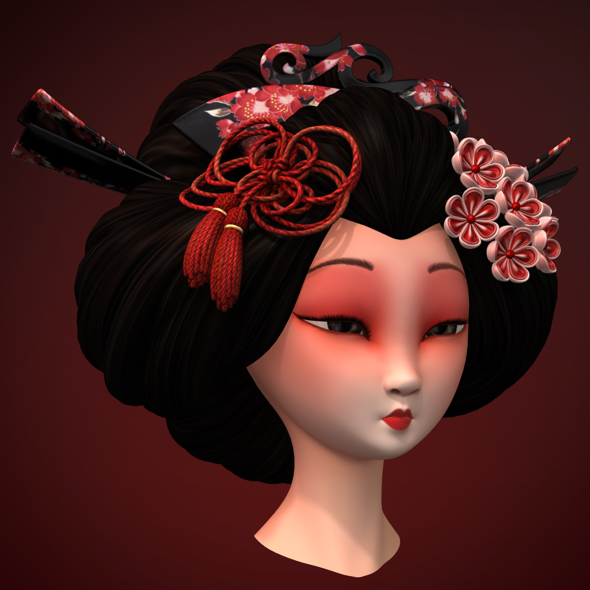 Geisha Head 3d Max