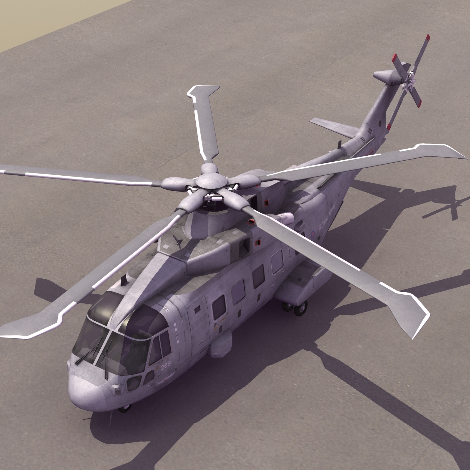 merlin hm1 helicopter 3d model