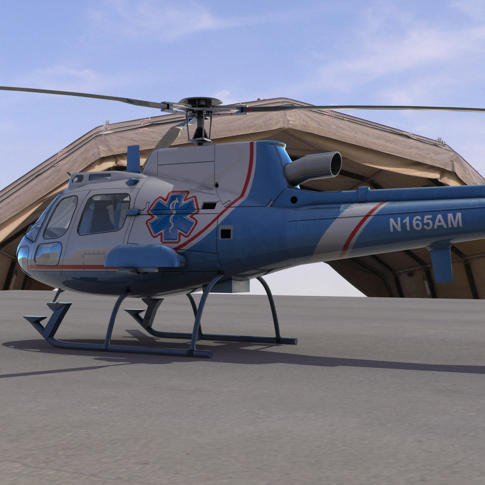 as350 medical rescue helicopter 3d max