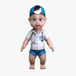 baby character little doctor 3d obj