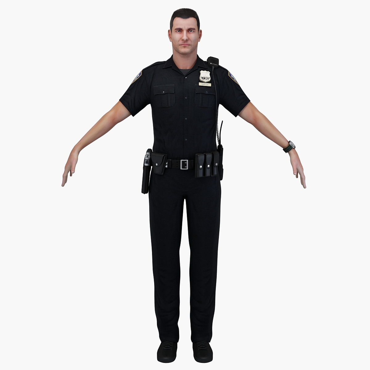 police officer character rigging 3d model