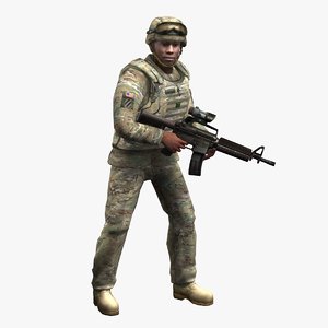 3d army soldier multicam rigged