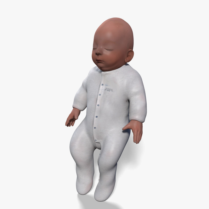 3d Newborn Baby Girl Rigged Model