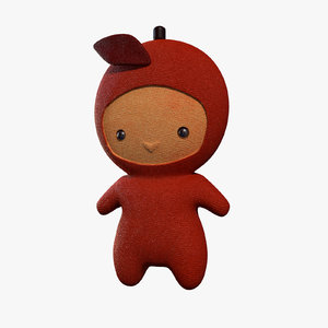 3d cartoon red apple character rigged