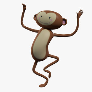 3d cartoon monkey character rigged model