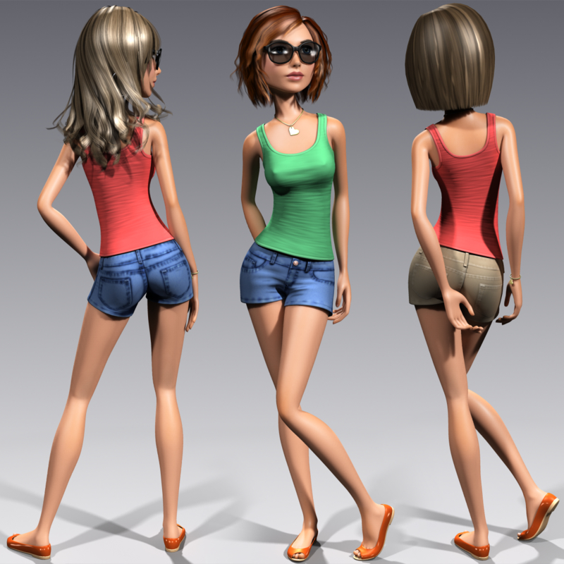 3d Cartoon Character Young Woman Model