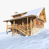 Snowy Log House