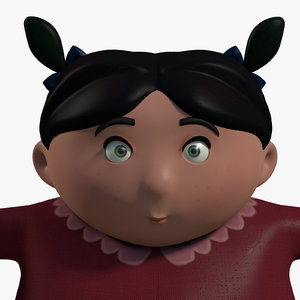 cute kid girl character 3d model
