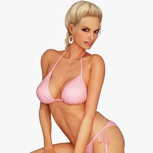 blonde woman character bikini 3d max
