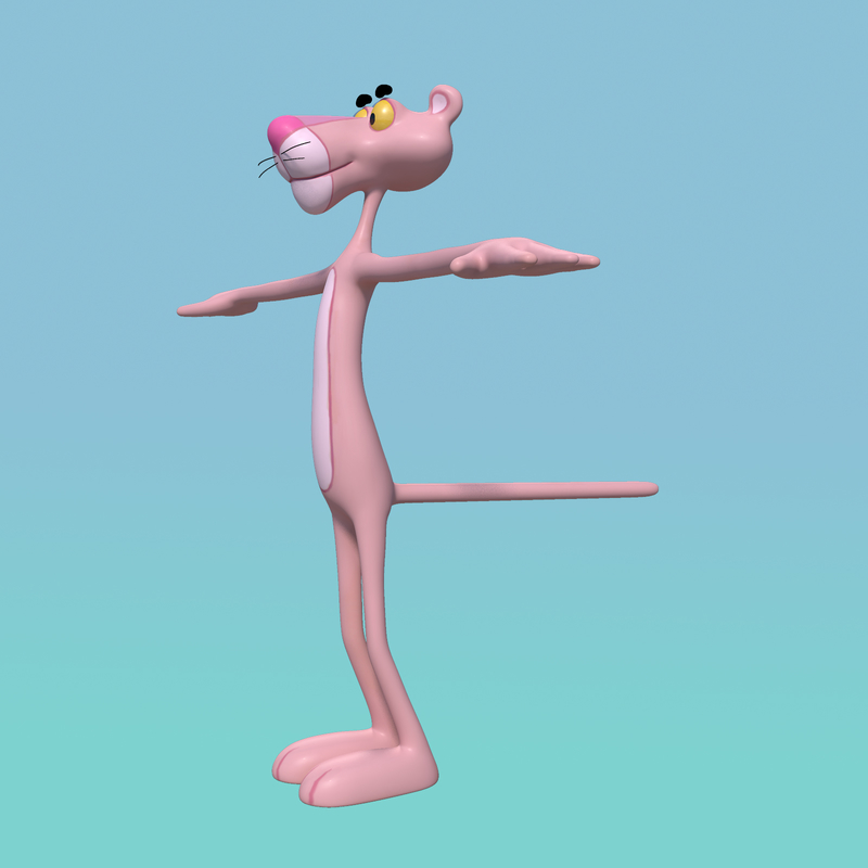 pink panther rigged 3d obj