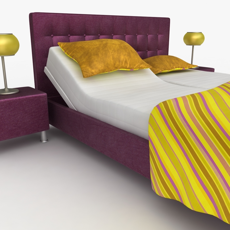 3d model lady adjustable bed purple