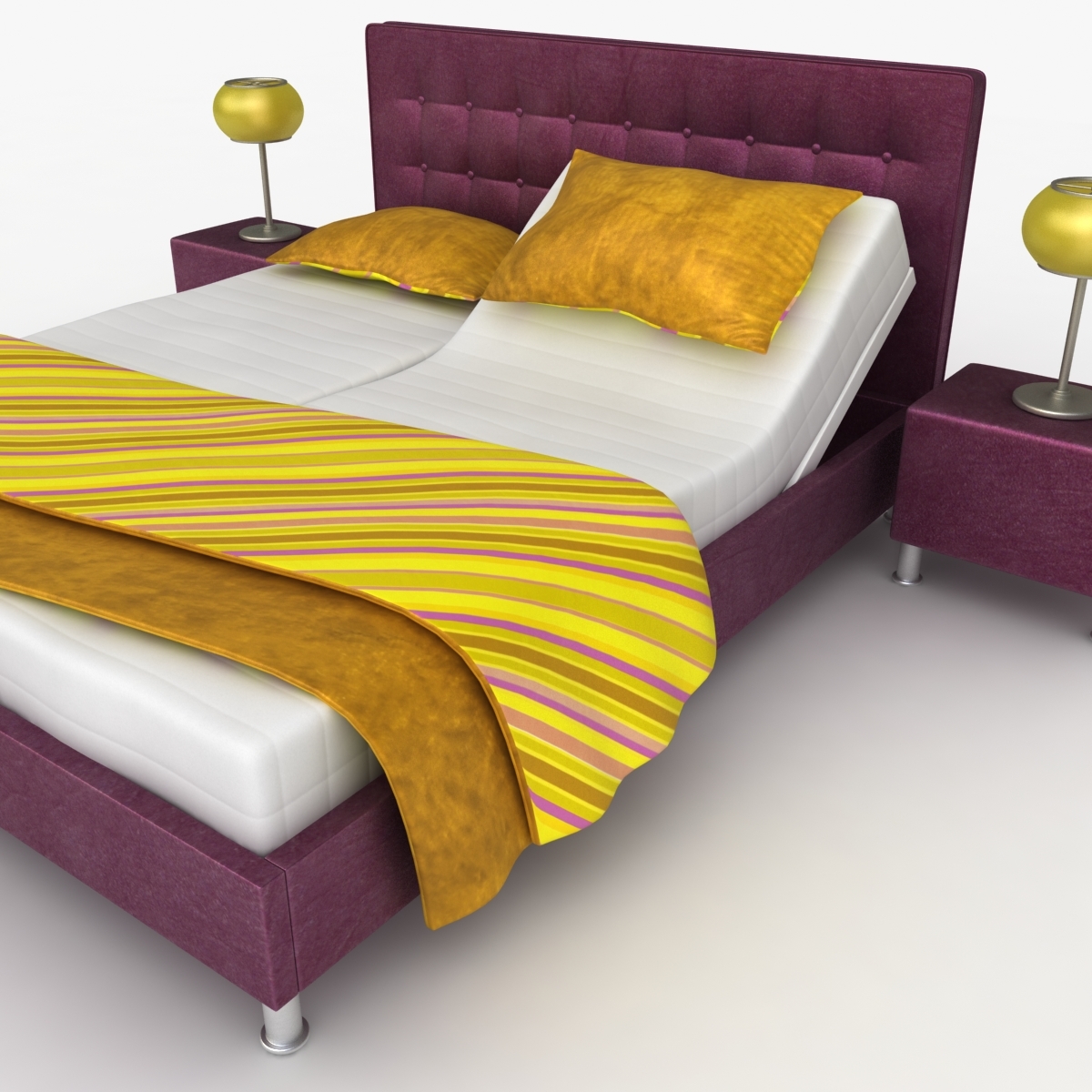 3d model lady adjustable bed purple