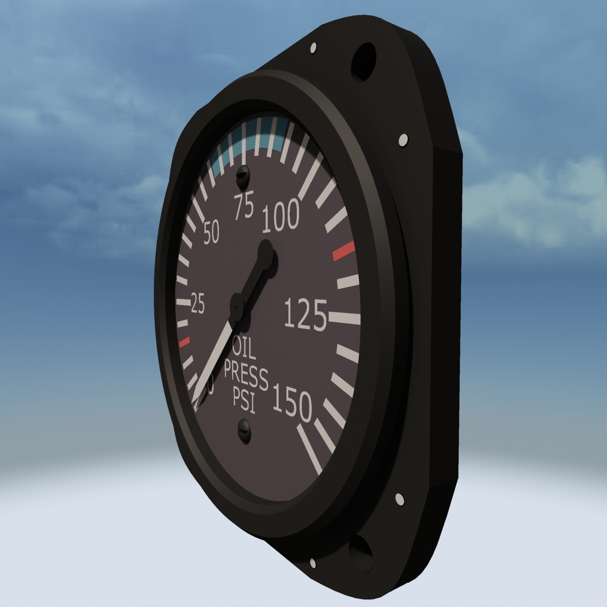 3d model oil pressure aircraft instrument