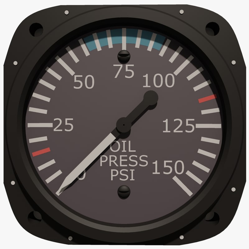 3d model oil pressure aircraft instrument