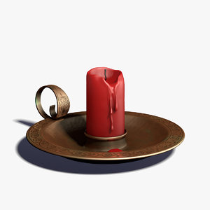 old candle flame candleholder 3d c4d