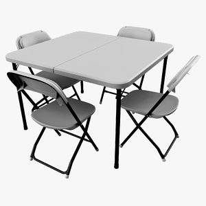 card table chairs 3d obj