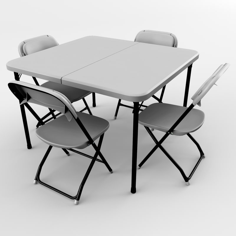 Card Table Chairs 3d Obj