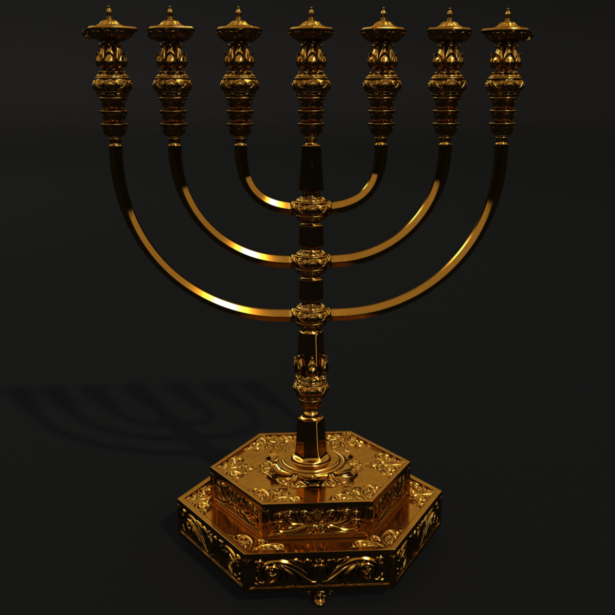 3d golden menorah temple