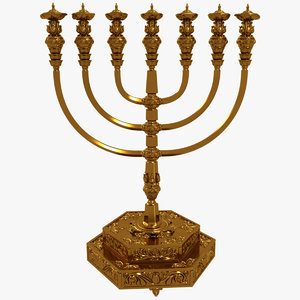 3d golden menorah temple
