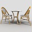 wicker cafe table chairs 3d model