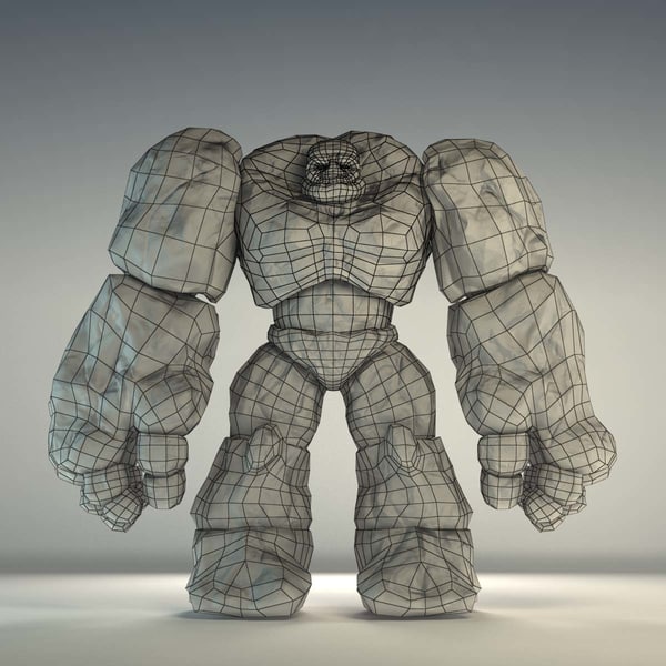 3d golem character rocks model