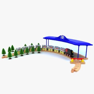 3d model kids train set locomotive
